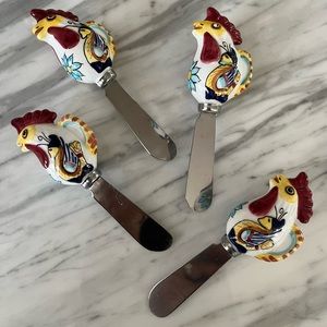 Williams Sonoma Rooster Butter knives x 4